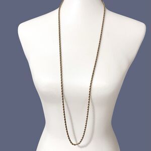 Long Rope Chain Necklace Gold Tone 40 inch Strand 3.5mm Wide Jewelry Classic